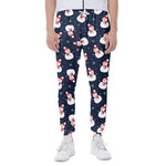 Xmas Snowman Pattern Print Scuba Joggers