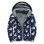 Xmas Snowman Pattern Print Sherpa Lined Zip Up Hoodie