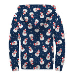 Xmas Snowman Pattern Print Sherpa Lined Zip Up Hoodie