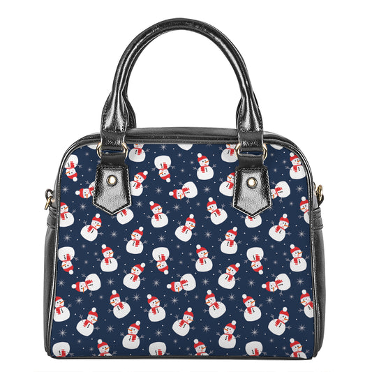 Xmas Snowman Pattern Print Shoulder Handbag