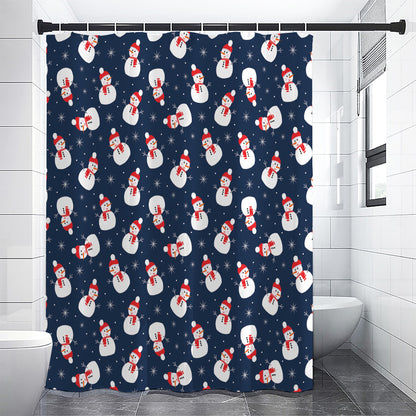 Xmas Snowman Pattern Print Shower Curtain