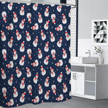 Xmas Snowman Pattern Print Shower Curtain
