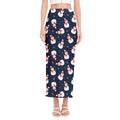 Xmas Snowman Pattern Print Side Slit Maxi Skirt