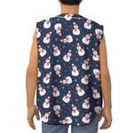Xmas Snowman Pattern Print Sleeveless Baseball Jersey