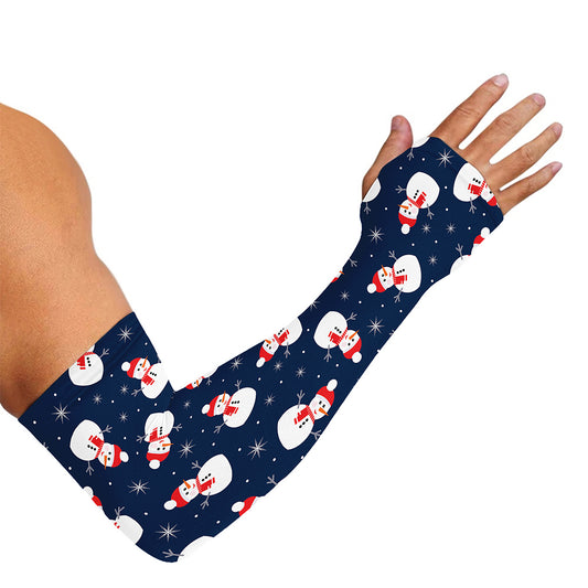 Xmas Snowman Pattern Print Sun Protection Arm Sleeves