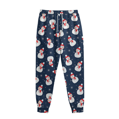 Xmas Snowman Pattern Print Sweatpants