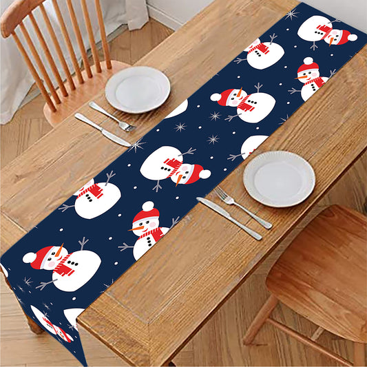 Xmas Snowman Pattern Print Table Runner