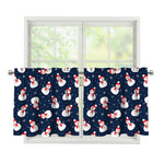 Xmas Snowman Pattern Print Tier Curtains
