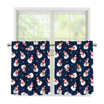 Xmas Snowman Pattern Print Tier Curtains