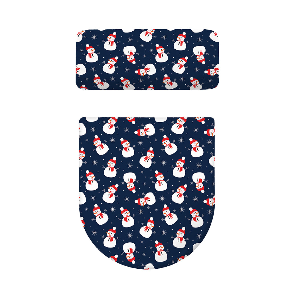 Xmas Snowman Pattern Print Toilet Lid And Tank Cover Set
