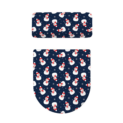 Xmas Snowman Pattern Print Toilet Lid And Tank Cover Set