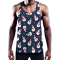 Xmas Snowman Pattern Print Men's Workout Tank Top