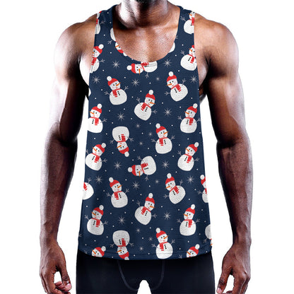 Xmas Snowman Pattern Print Training Tank Top