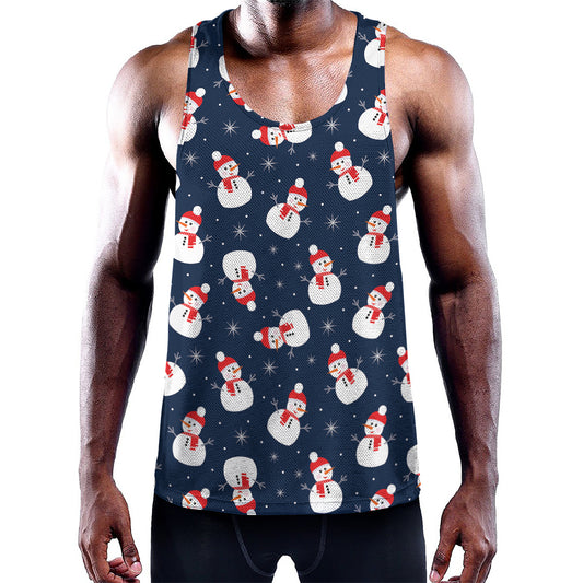 Xmas Snowman Pattern Print Training Tank Top