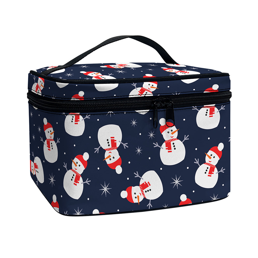 Xmas Snowman Pattern Print Travel Makeup Bag