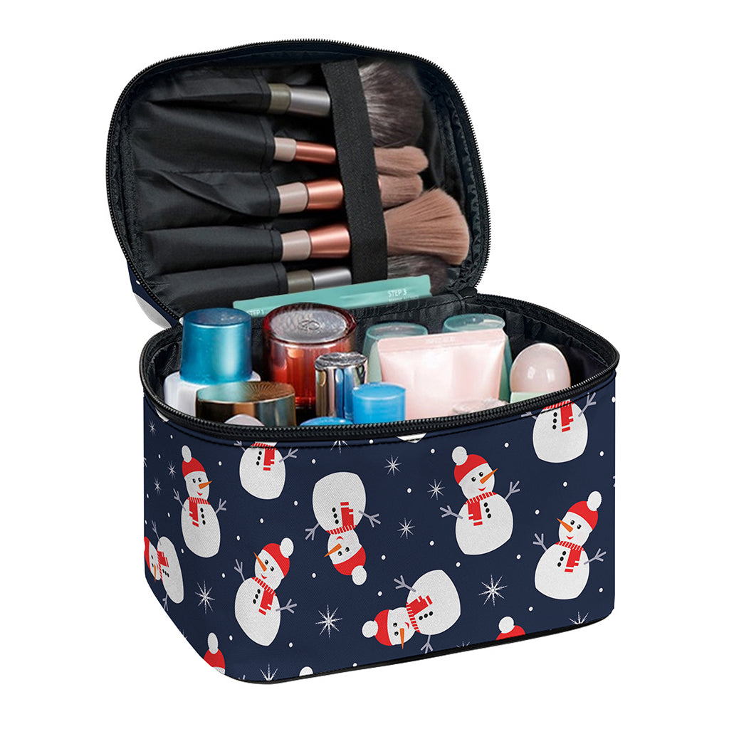 Xmas Snowman Pattern Print Travel Makeup Bag
