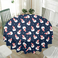 Xmas Snowman Pattern Print Waterproof Round Tablecloth