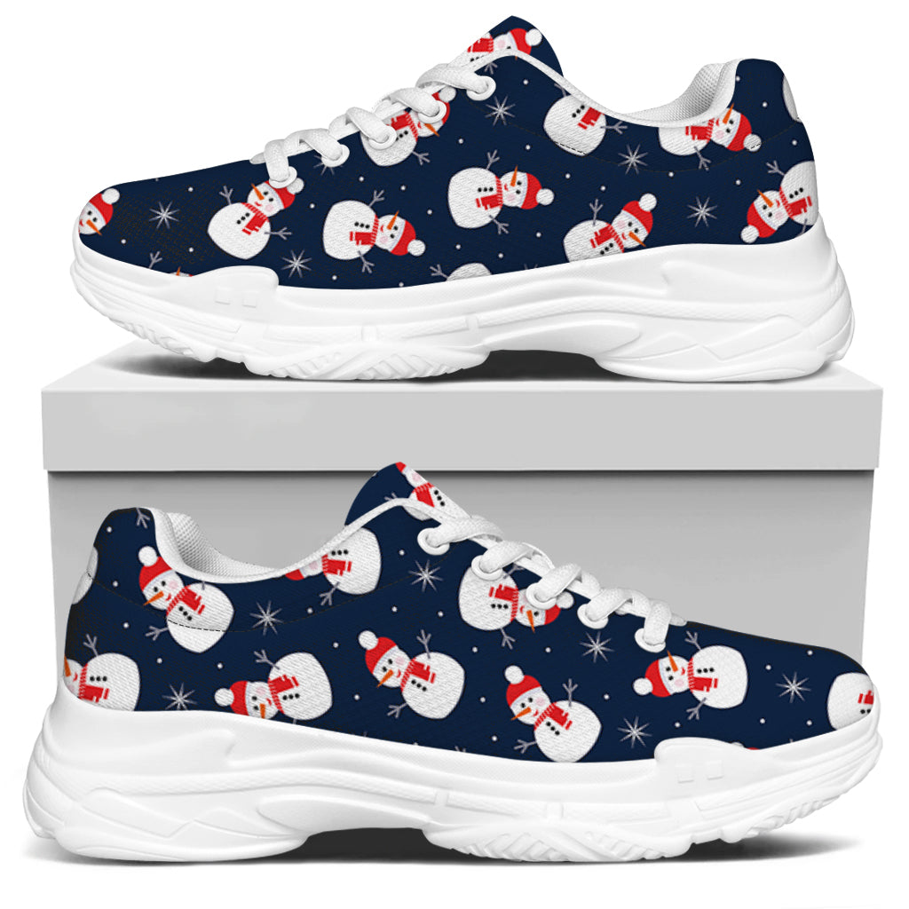 Xmas Snowman Pattern Print White Chunky Shoes