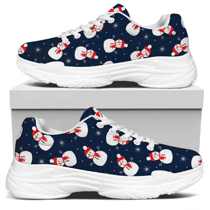 Xmas Snowman Pattern Print White Chunky Shoes