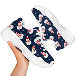 Xmas Snowman Pattern Print White Chunky Shoes