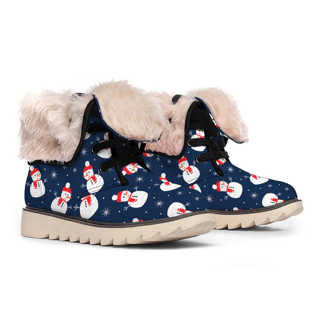 Xmas Snowman Pattern Print Winter Boots