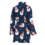 Xmas Snowman Pattern Print Women's Bathrobe