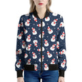 Xmas Snowman Pattern Print Women's Bomber Jacket