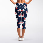 Xmas Snowman Pattern Print Women's Capri Leggings