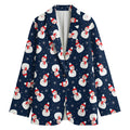 Xmas Snowman Pattern Print Women's Cotton Blazer