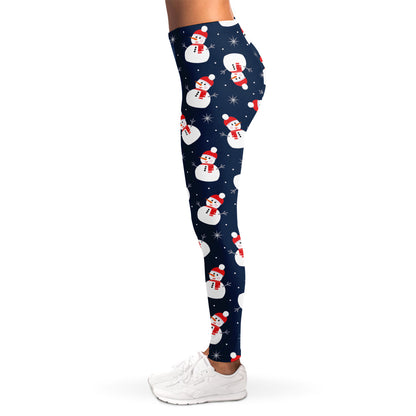 Xmas Snowman Pattern Print Women's Leggings