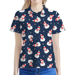Xmas Snowman Pattern Print Women's Polo Shirt