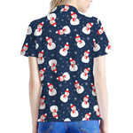 Xmas Snowman Pattern Print Women's Polo Shirt