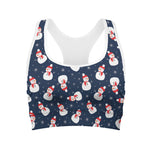 Xmas Snowman Pattern Print Women's Sports Bra