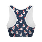 Xmas Snowman Pattern Print Women's Sports Bra