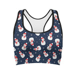 Xmas Snowman Pattern Print Women's Sports Bra