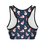 Xmas Snowman Pattern Print Women's Sports Bra