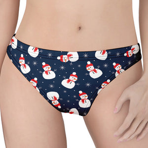 Xmas Snowman Pattern Print Women's Thong