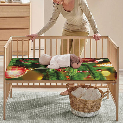 Xmas Tree Print Baby Crib Sheet