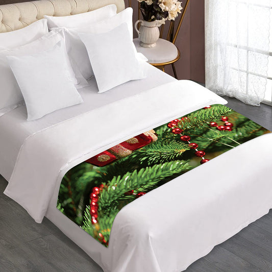 Xmas Tree Print Bed Runner