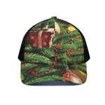 Xmas Tree Print Black Mesh Trucker Cap