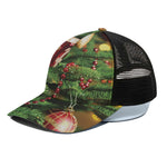 Xmas Tree Print Black Mesh Trucker Cap