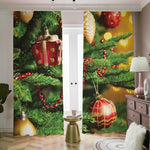 Xmas Tree Print Blackout Pencil Pleat Curtains