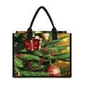 Xmas Tree Print Canvas Tote Bag