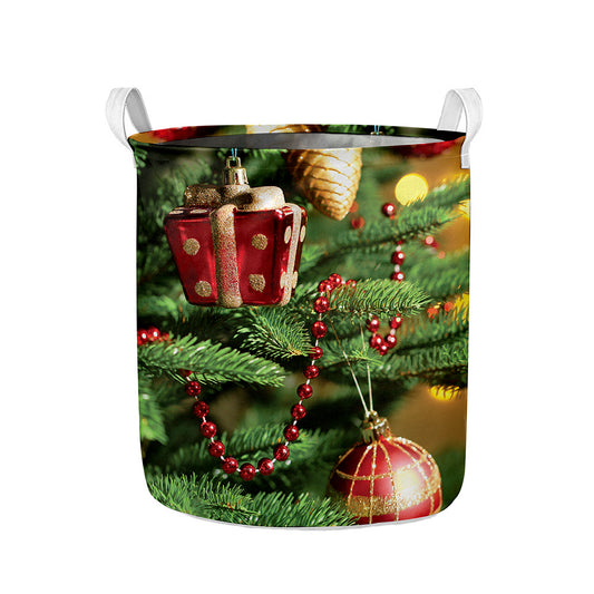 Xmas Tree Print Collapsible Laundry Basket