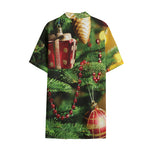 Xmas Tree Print Cotton Hawaiian Shirt