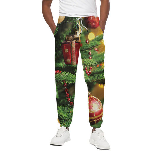 Xmas Tree Print Cotton Pants