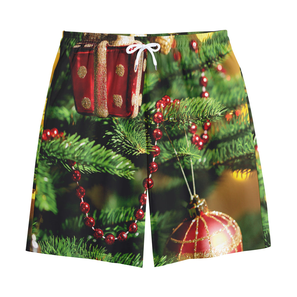 Xmas Tree Print Cotton Shorts