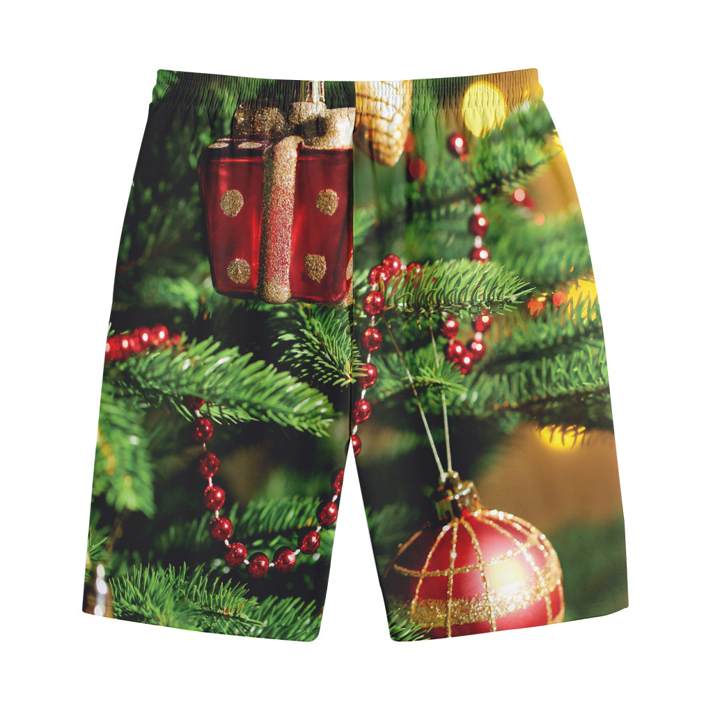 Xmas Tree Print Cotton Shorts