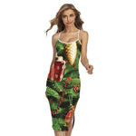 Xmas Tree Print Cross Back Cami Dress