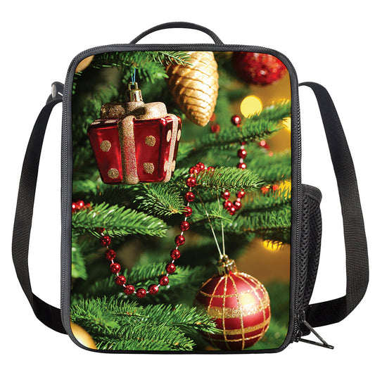 Xmas Tree Print Crossbody Lunch Bag